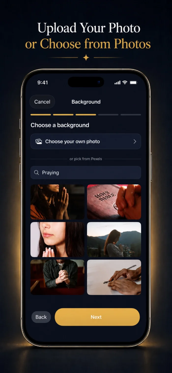 Bible Widget App background photo picker screen