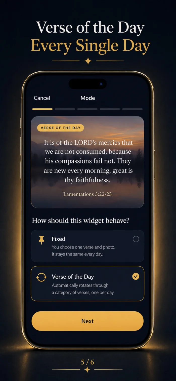 Bible Widget App mode selection screen